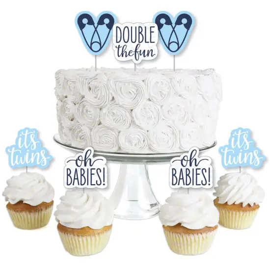 Big Dot of Happiness It's Twin Boys - Dessert Cupcake Toppers - Blue Twins Baby Shower Clear Treat Picks - Set of 24 {1}