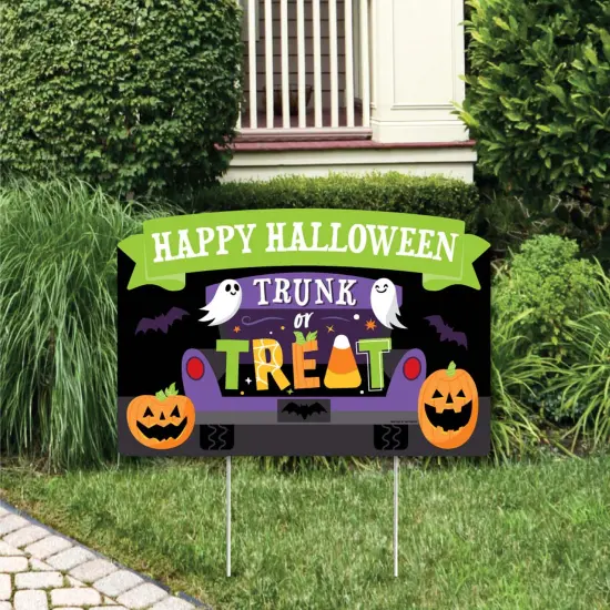 Big Dot of Happiness Trunk or Treat - Halloween Car Parade Party Yard Sign Lawn Decorations - Happy Halloween Party Yardy Sign {1}