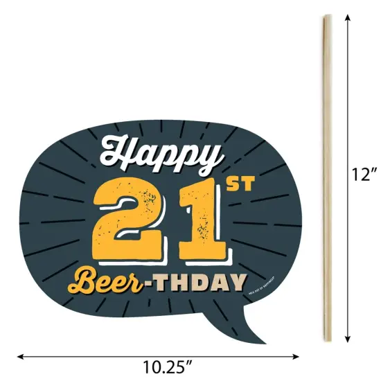 Big Dot of Happiness Funny Cheers and Beers to 21 Years - 21st Birthday Party Photo Booth Props Kit - 10 Piece {6}