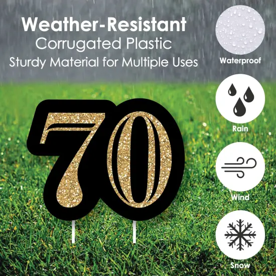 Big Dot of Happiness Adult 70th Birthday - Gold Lawn Decorations - Outdoor Birthday Party Yard Decorations - 10 Piece {6}