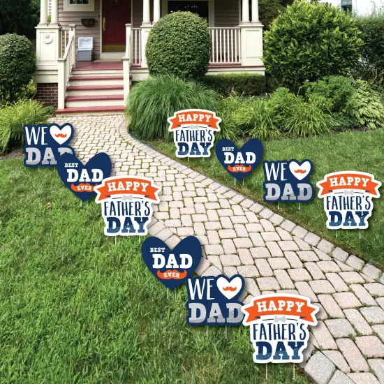 Big Dot of Happiness Happy Father's Day - Lawn Decorations - Outdoor We Love Dad Party Yard Decorations - 10 Piece {1}