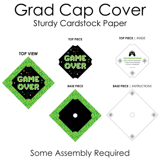 Big Dot of Happiness Game Over - Video Game Graduation Cap Decorations Kit - Grad Cap Cover {7}