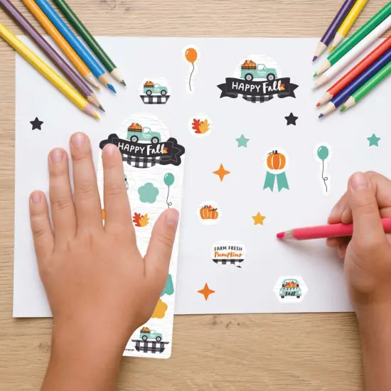 Big Dot of Happiness Happy Fall Truck - Harvest Pumpkin Party Favor Kids Stickers - 16 Sheets - 256 Stickers {7}