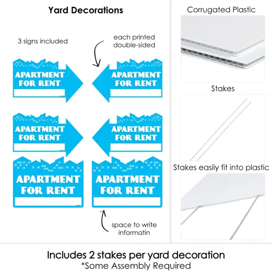 Big Dot of Happiness Apartment for Rent - Yard Sign with Stakes - Double Sided Outdoor Lawn Sign - Set of 3 {4}
