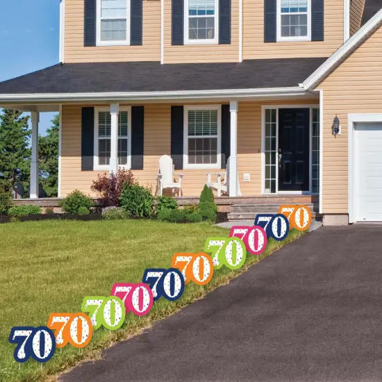 Big Dot of Happiness 70th Birthday - Cheerful Happy Birthday - Lawn Decorations - Outdoor Seventieth Birthday Party Yard Decorations - 10 Piece {4}