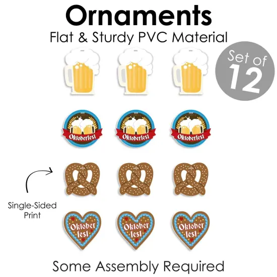 Big Dot of Happiness Oktoberfest - Beer Festival Decorations - Tree Ornaments - Set of 12 {6}