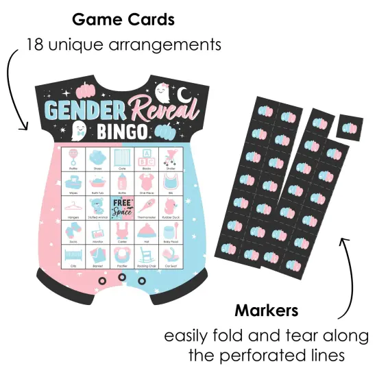 Big Dot of Happiness Boo-y or Ghoul - Picture Bingo Cards and Markers - Halloween Gender Reveal Party Shaped Bingo Game - Set of 18 {3}