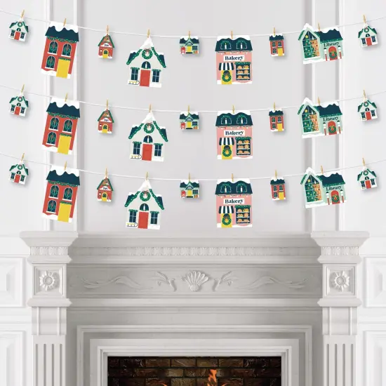 Big Dot of Happiness Christmas Village - Holiday Winter Houses DIY Decorations - Clothespin Garland Banner - 44 Pc {4}