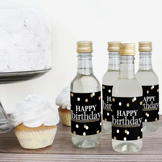 Big Dot of Happiness Adult Happy Birthday - Gold - Mini Wine & Champagne Bottle Label Stickers - Birthday Party Favor Gift for Women & Men - Set of 16 {4}