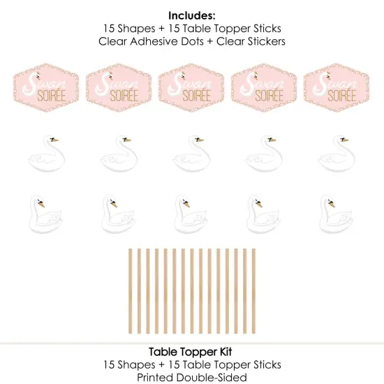 Big Dot of Happiness Swan Soiree - White Swan Baby Shower or Birthday Party Centerpiece Sticks - Table Toppers - Set of 15 {7}