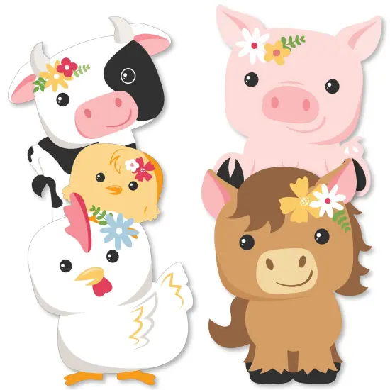 Big Dot of Happiness Girl Farm Animals - Decorations DIY Pink Barnyard Baby Shower or Birthday Party Essentials - Set of 20 {4}