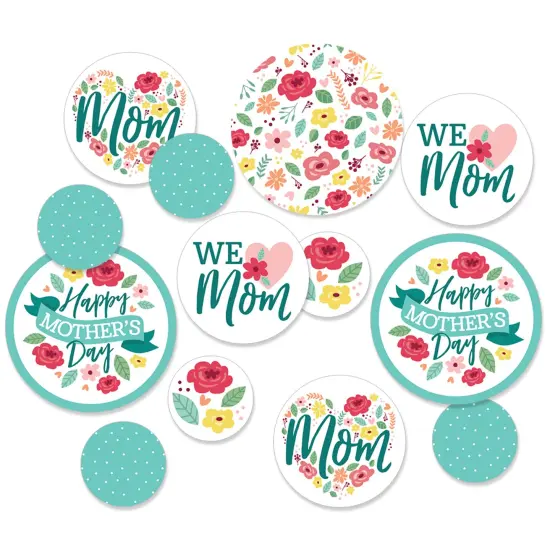 Big Dot of Happiness Colorful Floral Happy Mother's Day - We Love Mom Party Giant Circle Confetti - Party Decorations - Large Confetti 27 Count {1}