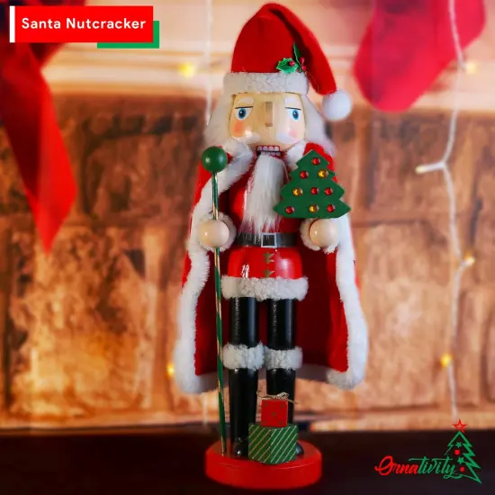 Ornativity Santa Nutcracker 13.5" - Holiday Wooden Nutcracker Santa Figure Home Decoration {2}