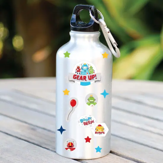 Big Dot of Happiness Gear Up Robots - Birthday Party Favor Kids Stickers - 16 Sheets - 256 Stickers {6}