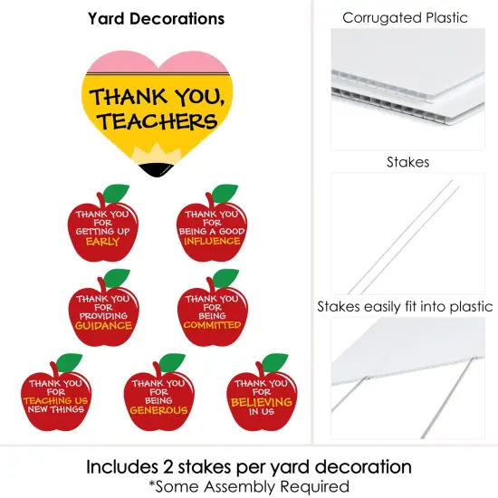 Big Dot of Happiness Teacher Appreciation - First and Last Day of School Yard Sign & Outdoor Lawn Decor- Thank You Teachers Yard Signs - Set of 8 {6}