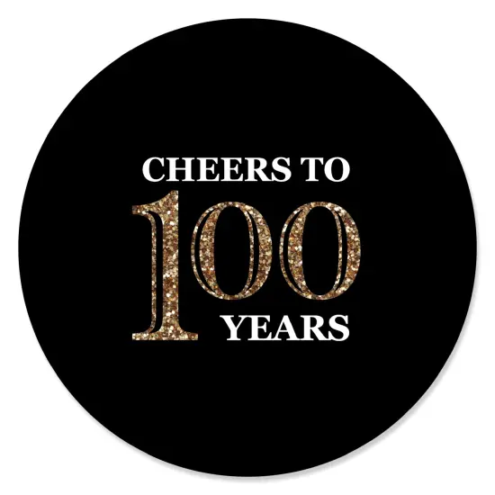 Big Dot of Happiness Adult 100th Birthday - Gold - Birthday Party Circle Sticker Labels - 24 Count {1}