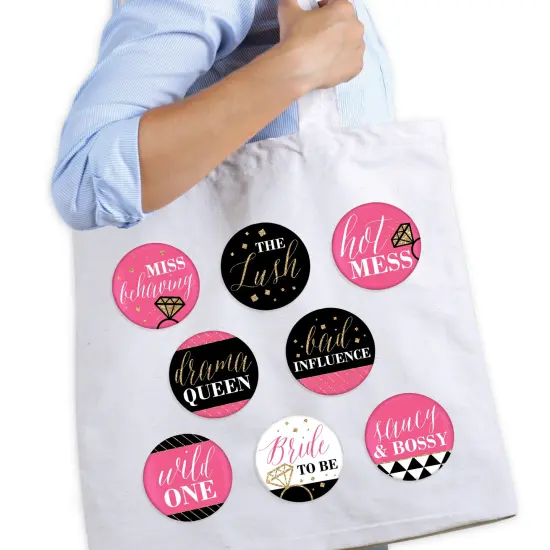 Big Dot of Happiness Girls Night Out - 3 inch Bachelorette Party Badge - Pinback Buttons - Set of 8 {3}