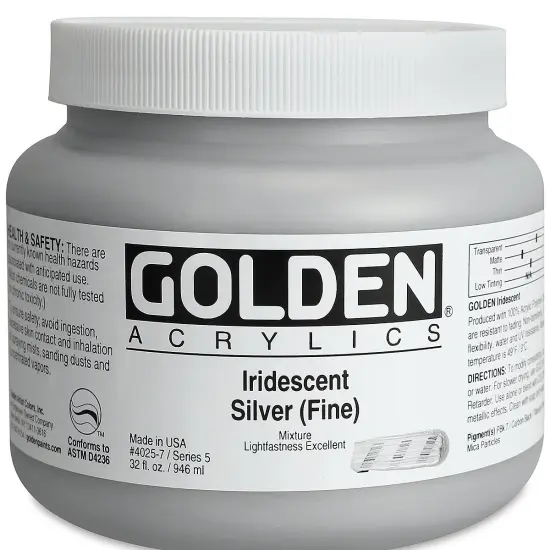 Golden Heavy Body Artist Acrylics - Iridescent Silver (Fine), 32 oz Jar {1}