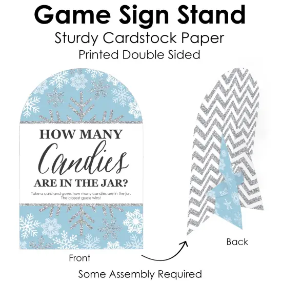 Big Dot of Happiness Winter Wonderland - How Many Candies Snowflake Holiday Party and Winter Wedding Game - 1 Stand and 40 Cards - Candy Guessing Game {6}
