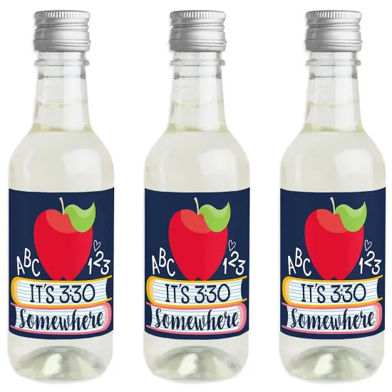 Big Dot of Happiness Back to School - Mini Wine and Champagne Bottle Label Stickers - First Day of School Teacher Appreciation Favor Gift - Set of 16 {1}