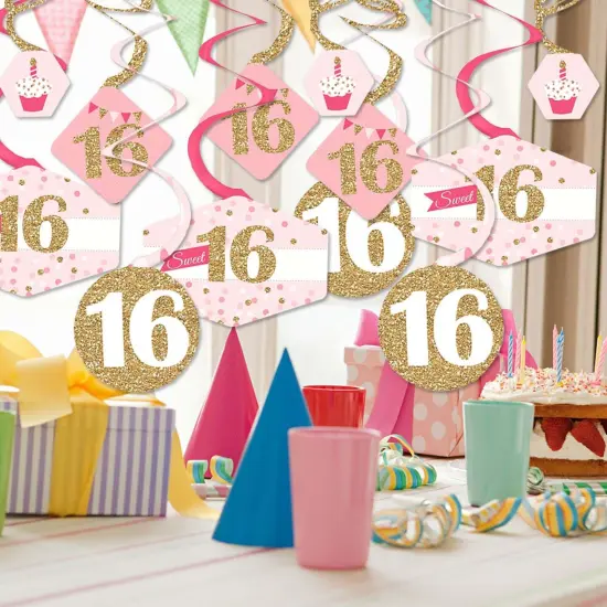 Big Dot of Happiness Sweet 16 - 16th Birthday Party Hanging Decor - Party Decoration Swirls - Set of 40 {3}