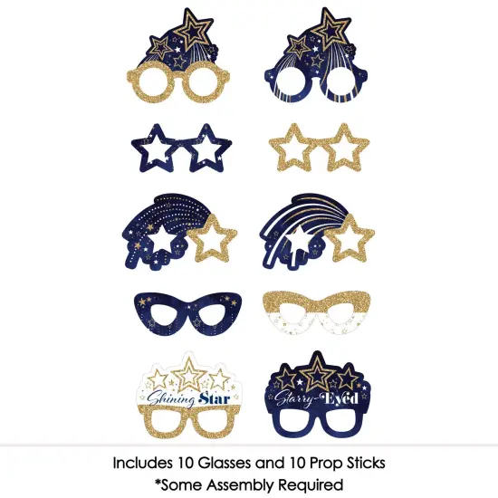 Big Dot of Happiness Starry Skies Glasses - Paper Card Stock Gold Celestial Party Photo Booth Props Kit - 10 Count {4}