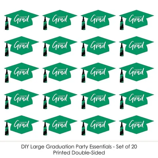 Big Dot of Happiness Green Graduation Hat Decorations - DIY Large Party Essentials - 20 Count {6}