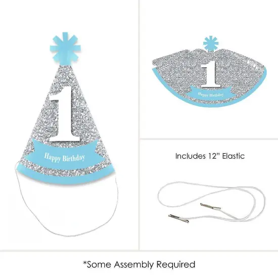 Big Dot of Happiness 1st Birthday Boy - Fun To Be One - Mini Cone First Birthday Party Hats - Small Little Party Hats - Set of 8 {6}