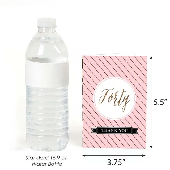 Big Dot of Happiness Chic 40th Birthday - Pink, Black and Gold - Birthday Party Thank You Cards (8 count) {4}