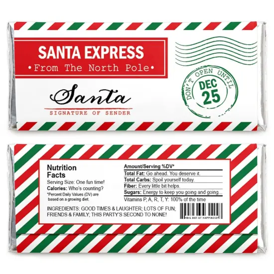 Big Dot of Happiness Santa's Special Delivery - Candy Bar Wrapper from Santa Claus Christmas Favors - Set of 24 {3}