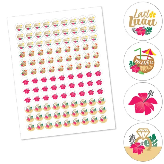 Big Dot of Happiness Last Luau - Tropical Bachelorette Party & Bridal Shower Round Candy Sticker Favors - Labels Fits Chocolate Candy (1 sheet of 108) {3}