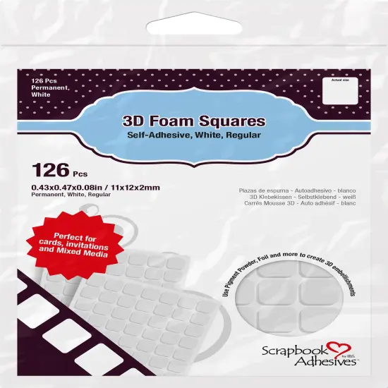 Scrapbook Adhesives 3D Self-Adhesive Foam Squares 126/Pkg-White, .5"X.5" {1}