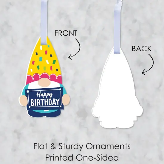 Big Dot of Happiness Gnome Birthday - Happy Birthday Decorations - Tree Ornaments - Set of 12 {7}