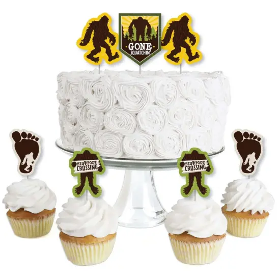 Big Dot of Happiness Sasquatch Crossing - Dessert Cupcake Toppers - Bigfoot Party or Birthday Party Clear Treat Picks - Set of 24 {1}