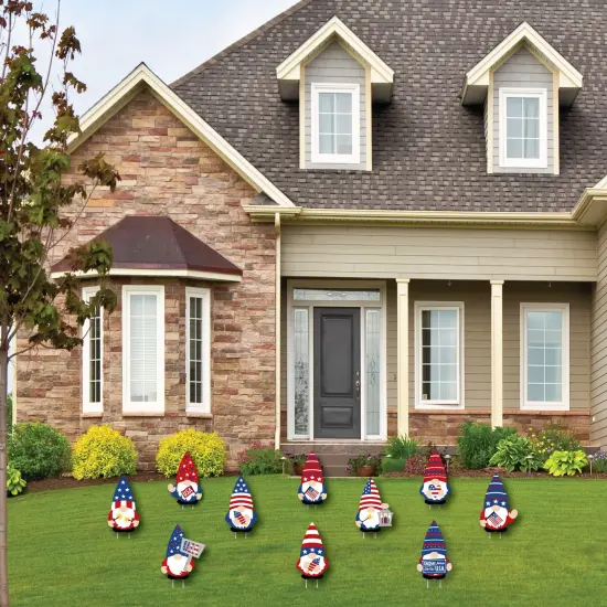 Big Dot of Happiness Patriotic Gnomes - Lawn Decorations - Outdoor Memorial Day, 4th of July and Labor Day Gnome Party Yard Decorations - 10 Piece {6}