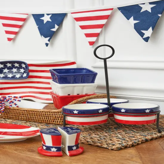 Uncle Sam Hat July Fourth Americana Salt & Pepper Shaker Set of 2 {4}