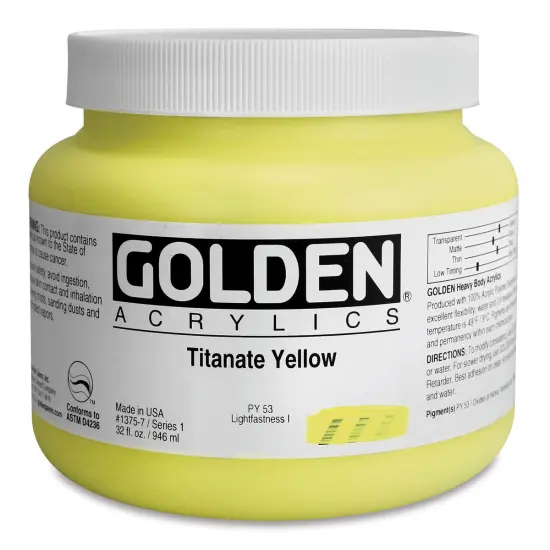 Golden Heavy Body Artist Acrylics - Titanate Yellow, 32 oz Jar {1}