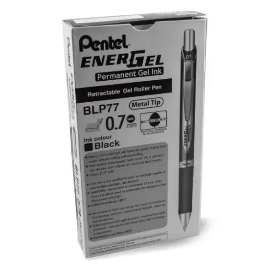 EnerGel PRO Permanent Gel Pen, (0.7mm) Medium Line, Black Ink {2}