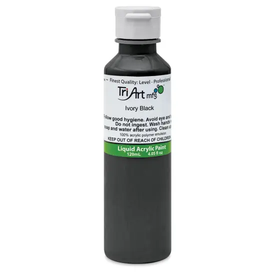 Tri-Art Liquid Artist Acrylics - Ivory Black, 120 ml bottle {1}