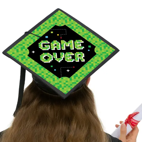 Big Dot of Happiness Game Over - Video Game Graduation Cap Decorations Kit - Grad Cap Cover {6}