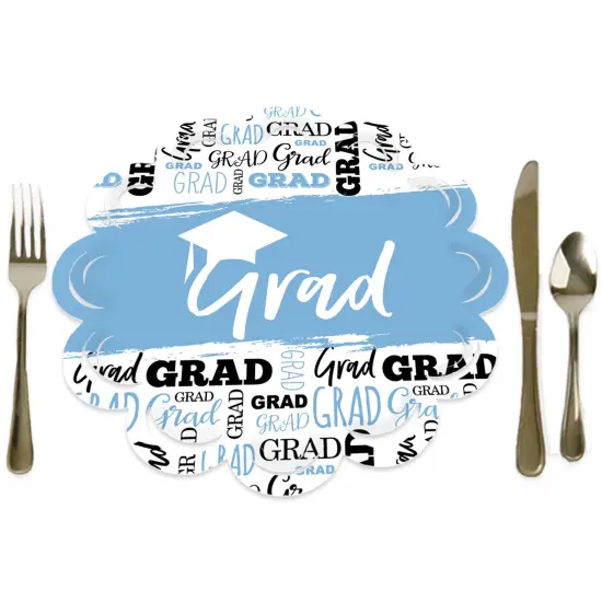 Big Dot of Happiness Light Blue Grad Best is Yet to Come Light Blue Graduation Party Round Table Decorations Paper Chargers Place Setting For 12 {1}