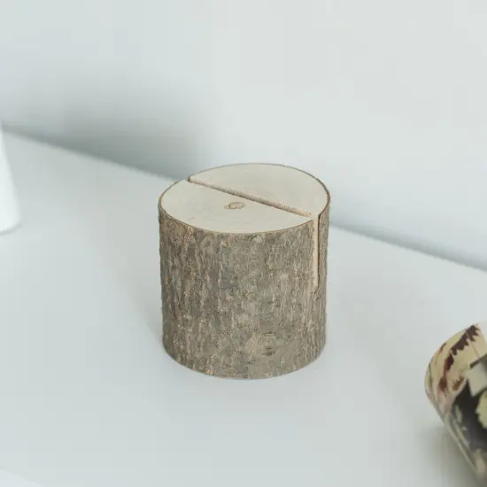 Natural Wooden Rustic Table Wood Place Card Holder {6}