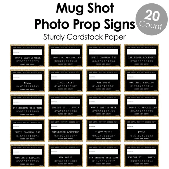 Big Dot of Happiness New Year's Eve - Gold - New Years Eve Party Resolution Mug Shots - Photo Booth Props Kit - 20 Count {6}