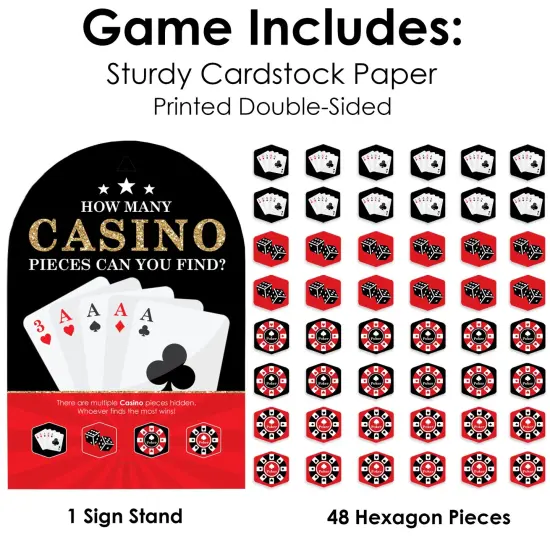 Big Dot of Happiness Las Vegas - Casino Party Scavenger Hunt - 1 Stand and 48 Game Pieces - Hide and Find Game {6}