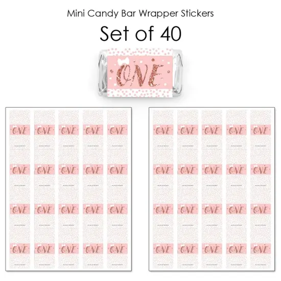 Big Dot of Happiness 1st Birthday Little Miss Onederful - Mini Candy Bar Wrapper Stickers - Girl First Birthday Party Small Favors - 40 Count {4}