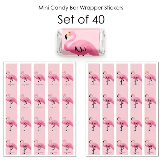Big Dot of Happiness Pink Flamingo - Mini Candy Bar Wrapper Stickers - Tropical Summer Party Small Favors - 40 Count {4}