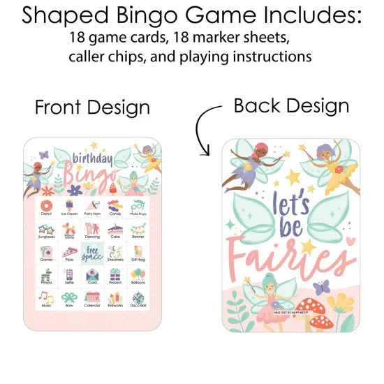 Big Dot of Happiness Let's Be Fairies - Picture Bingo Cards and Markers - Fairy Garden Birthday Party Shaped Bingo Game - Set of 18 {4}