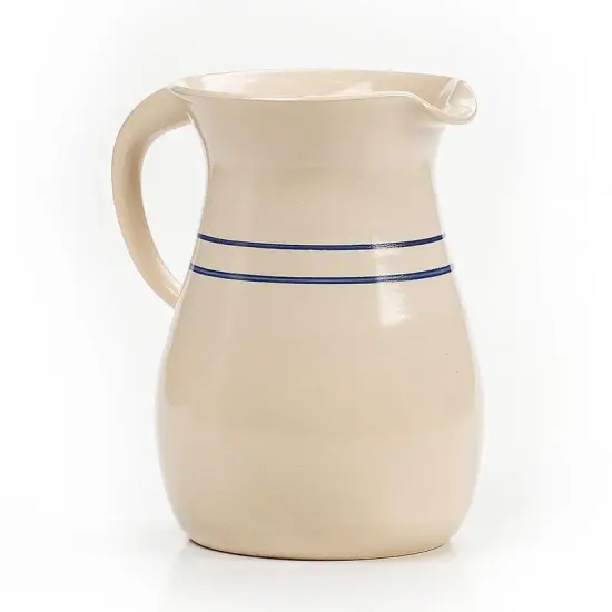 Martinez Pottery Heritage Blue Stripe Stoneware Pitcher {1}