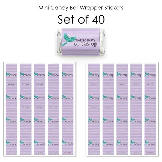 Big Dot of Happiness Let's Be Mermaids - Mini Candy Bar Wrapper Stickers - Baby Shower or Birthday Party Small Favors - 40 Count {4}