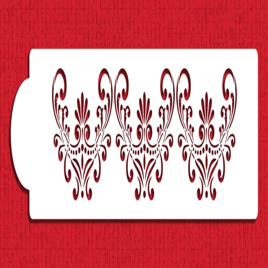 Fleur De Lis Cake Stencil Side #4 | C493 by Designer Stencils | Cake Decorating Tools | Baking Stencils for Royal Icing, Airbrush, Dusting Powder | Reusable Plastic Food Grade Stencil for Cakes | Easy to Use & Clean Cake Stencil {1}